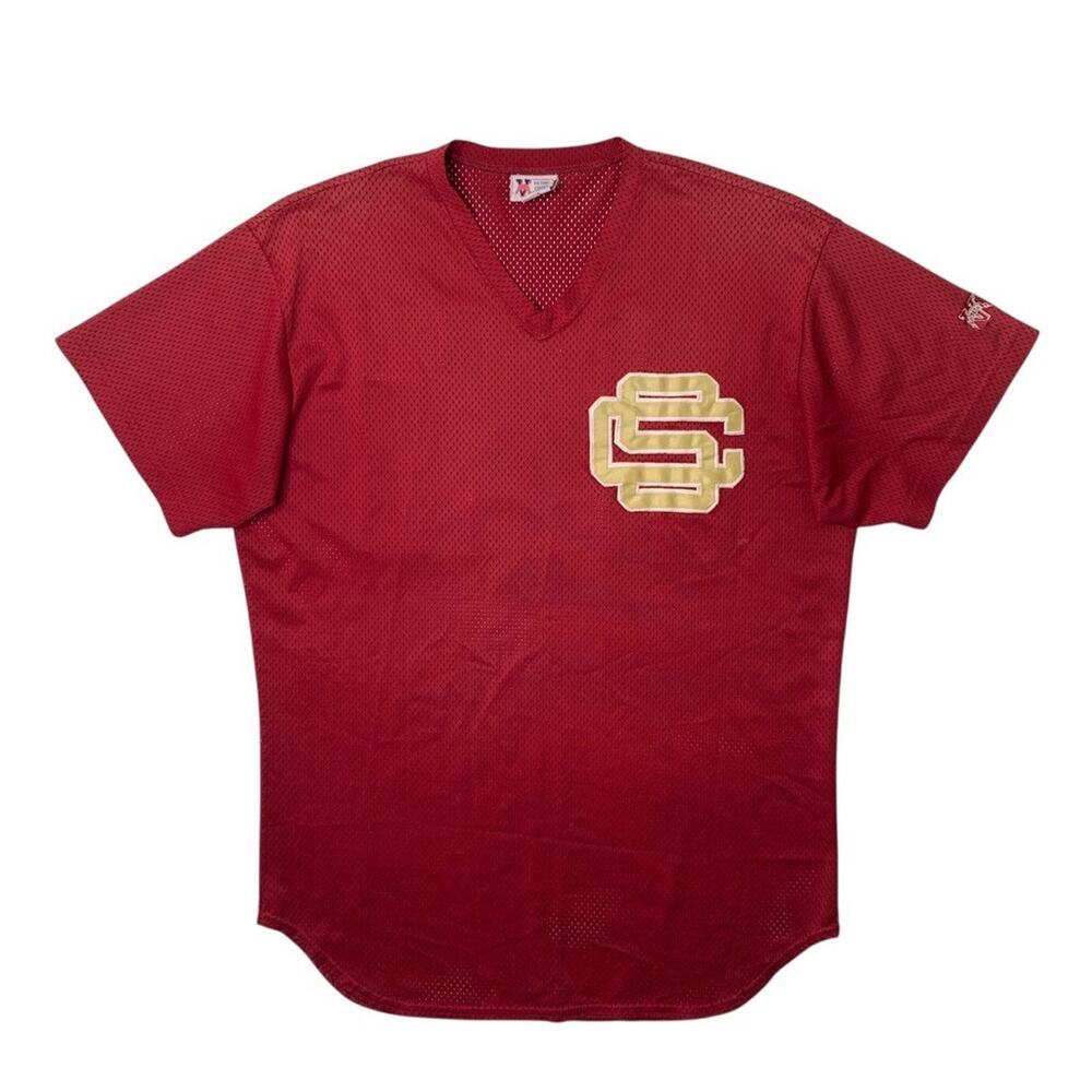 Vintage USC Trojans Baseball Jersey Mens 46 Maroon Golf Victory Custom Athletic